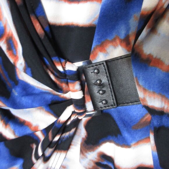 Calvin Klein Top Plus 2X Faux Wrap Abstract Print Buckle Party Career - Picture 3 of 11